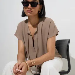 Wardrobe by Westside Taupe Solid Top-picture-43