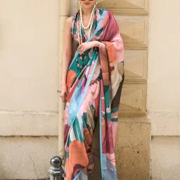 Saree Mall Multi Printed Sarees With Unstitched Blouse image 1