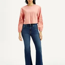 Levi's Women's 726 Dark Indigo Flared Fit High Rise Jeans image 4