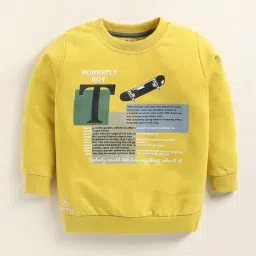 BISKID Boys Yellow Cotton Printed Sweatshirt image 1