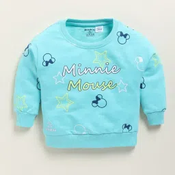 BISKID GIRLS Blue Cotton Printed Sweatshirt image 1