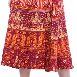 Exotic India Printed Pure Cotton Wrap-Around Midi Skirt image 3