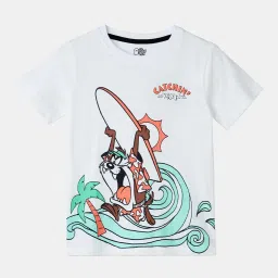 The Souled Store Kids Grey & Blue Cotton Printed Looney Tunes T-Shirt image 1