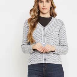 MADAME Grey Textured Pattern Cardigan image 1