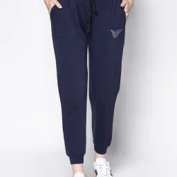 Sera Navy Cotton Embellished Trackpants image 1