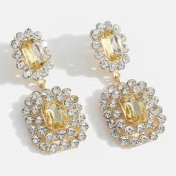 Sohi Gold Plated Rhinestones Drop Earrings image 1
