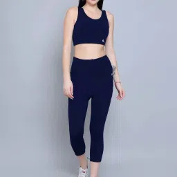N-Gal Navy Logo Print Sports Bra With Tights Set image 1