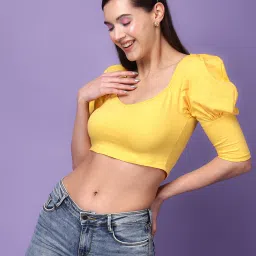 Scorpius Yellow Slim Fit Crop Top image 1