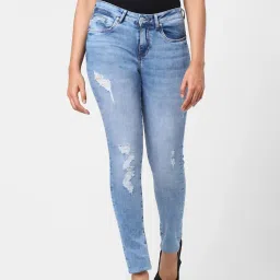 Vero Moda Blue Distressed Skinny Fit Jeans image 1