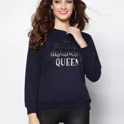 Sera Navy Cotton Printed Sweatshirt image 1