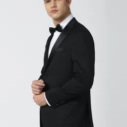 Peter England Black Slim Fit Self Pattern Blazer image 3