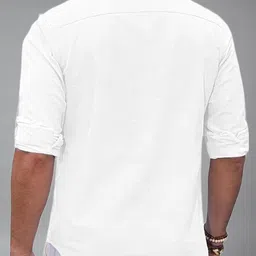 Navkanj Band Collar Roll-Up Sleeves Straight Short Kurta image 2