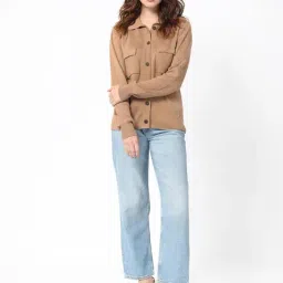 RAREISM Beige Viscose Solid Long Sleeves Sweater image 5