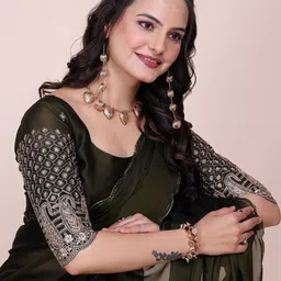 Zeenat Duniya Sequinned Pure Chiffon Saree image 2