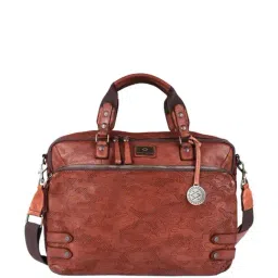 KOMPANERO Garrison Tan Textured Laptop Messenger Bag-image-0