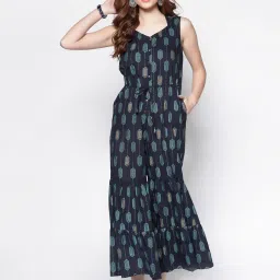Sera Navy Cotton Printed Jumpsuit image 1