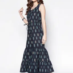 Sera Navy Cotton Printed Jumpsuit image 3