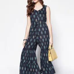 Sera Navy Cotton Printed Jumpsuit image 4