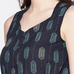 Sera Navy Cotton Printed Jumpsuit image 5