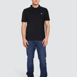 Wrangler Black Cotton Regular Fit Solid Polo T-Shirt image 5