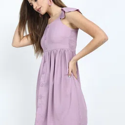 Tokyo Talkies Women Solid Fit & Flare Knee Length Dress image 4