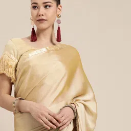 Mitera Cream-Coloured Floral Saree image 1