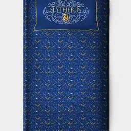 SilverLinen Official Warner Bros Wizarding World Slytherin Harry Potter 100% Cotton 250 TC Single Bedsheet - Blue-picture-16