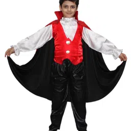 kaku fancy dresses Kaku Fancy Dress Full Sleeves Halloween Vampire Dracula Costume For Boys - White Black & Red-picture-13
