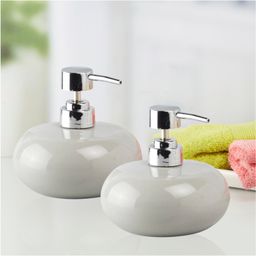 Kookee Ceramic Soap Dispenser handwash Pump for Bathroom, Set of 2, Grey (9664)-300 ml-picture-9