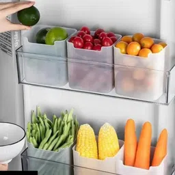 TEX-RO 6 Fridge Storage Boxes Multipurpose Containers For Storage Space Saving Refrigerator Side Door Organizer For Fridge Kitchen Fruits Vegetables Storage Containers - Transparent-image-6