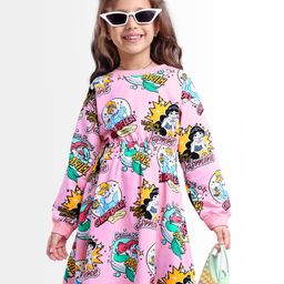 Olington St. Disney Full Sleeves Frock With Disney Princess Print - Pink-image-19