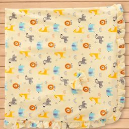CUCUMBER Interlock Knit Towel With Animal Print L 81 x B 81 cm - Yellow-picture-3