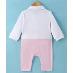 Mark & Mia Full Sleeves Printed Party Romper with Attached Waist Coat & Bow - Pink image 2