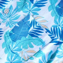 mark & mia Kookie Kids Cotton Woven  Half Sleeves Shirt Leaf Print  with Pocket Detailing - White image 3