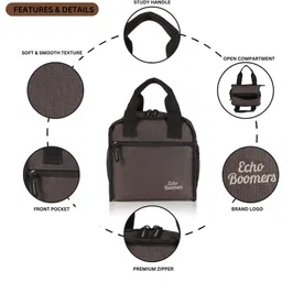 Echo Boomers Premium Lunch BagStylish, Lightweight, Attractive, & Durable Meal Companion and versatile bag - Black image 3