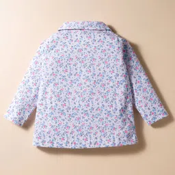 Evimo Single Jersey Knit Full Sleeves Co-ords Night Suit with Floral Print - White image 3