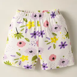OHMS Single JerseyKnee Length Shorts With Floral Print Pack Of 3 - White Orange & Mustard image 4