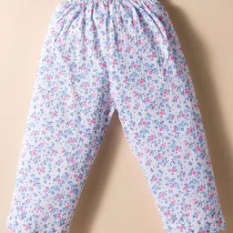 Evimo Single Jersey Knit Full Sleeves Co-ords Night Suit with Floral Print - White image 4