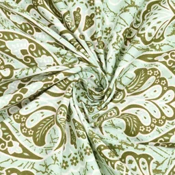 Myntra Elegant Homes Green & White Floral 180 TC King Bedsheet with 2 Pillow Covers image 4