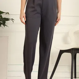 FITHUB Women Loose Fit High-Rise Wrinkle Free Pleated Trousers-picture-22