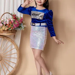 SPAMitude Girls Sequinned Belted Sheath Dress-image-12