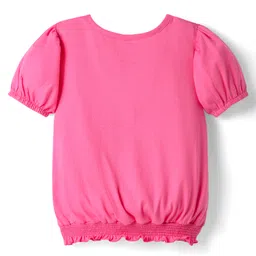 Honeyhap 100% Premium Cotton Bio Finish Half Sleeves Tops with Floral & Text Print Pack Of 2- Carmine Rose & Bright White image 5