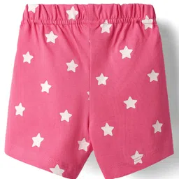 Babyhug Cotton Knit Half Sleeves Shorts Night Suit with Bear & Star Print - Pink image 5