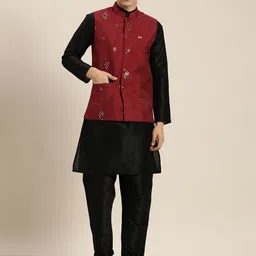 SOJANYA Black Mirror Work Kurta with Churidar-picture-38