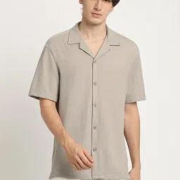 The Bear House Beige Regular Fit Texture Shirt-picture-21