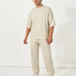 Styli Off White Cotton Blend Relaxed Fit Solid Co-Ord Sets image 1