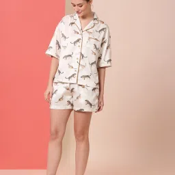 Chemistry Beige Polyester Print Night Suit image 1