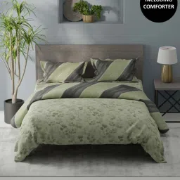 Bianca Denim Feel Green 192 TC 150 GSM Double Size Bedsheet & Comforter With 2 Pillow Covers image 1