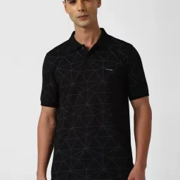 Van Heusen Black Regular Fit Printed Polo T-Shirt image 1