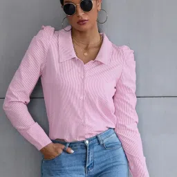 SELVIA Pink & White Striped Shirt image 1